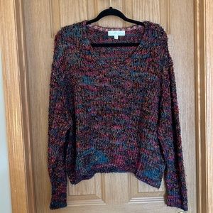 Free People Highland V Neck Multi Color Sweater